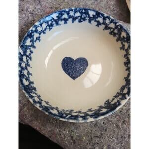 FOLK CRAFT HEARTS Tienshan Blue Sponge 6.5" Soup cereal Salad Bowl Dish